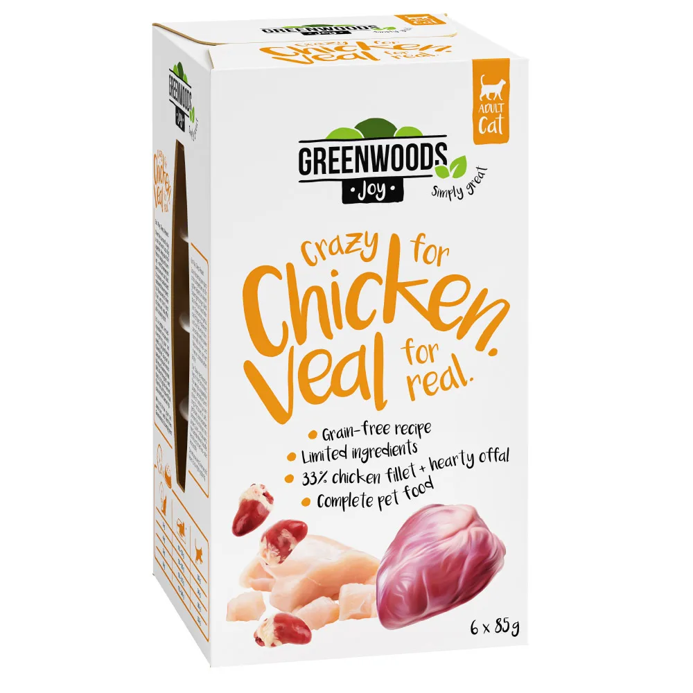 24x85g Greenwoods Joy Kipfilet met Kalf Kattenvoer nat van Greenwoods – productfoto