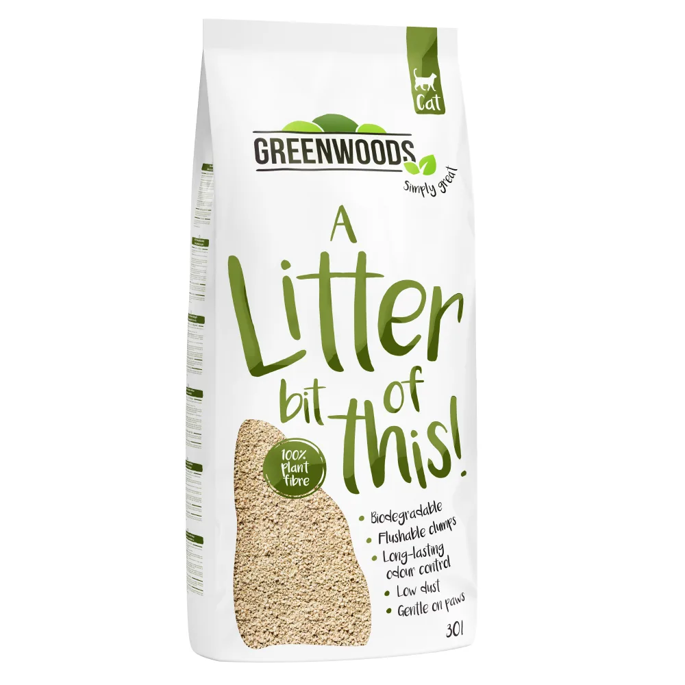 30L/12,9kg Plant Fibre Greenwoods Kattenbakvulling Klompvormend by Greenwoods – product photo