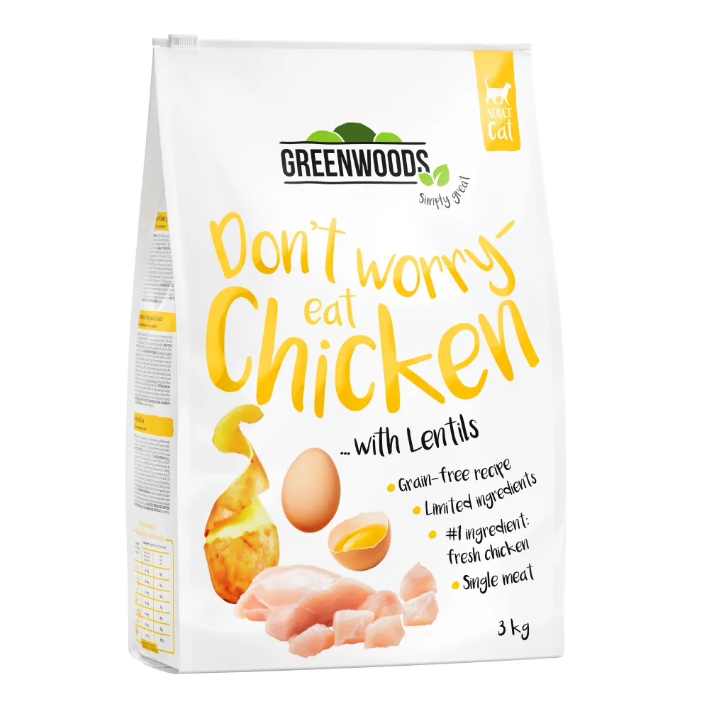 3x3kg Kip met Linzen, Aardappel en Ei Greenwoods Kattenvoer van Greenwoods – productfoto