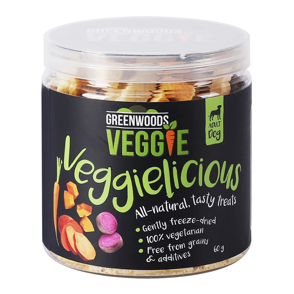 5x60g Veggie Zoete Aardappel met Pompoen en Wortel Greenwoods Hondensnacks by Greenwoods – product photo