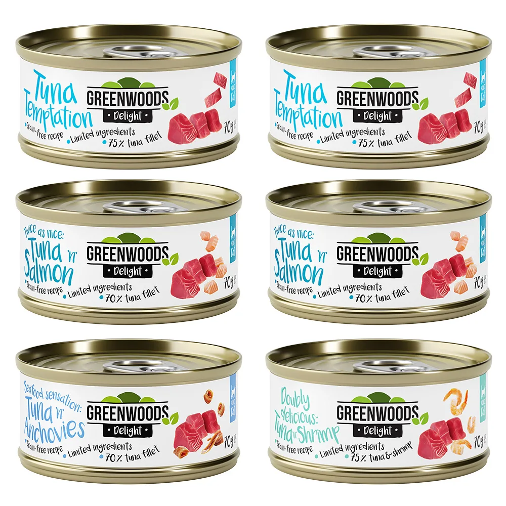 6x70g Tonijn (4 Smaken) Greenwoods Delights Kattenvoer van Greenwoods – productfoto