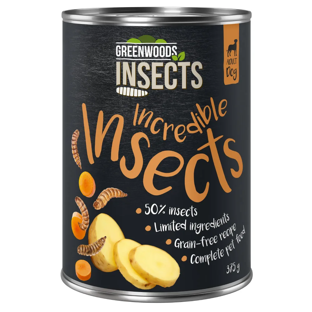 Insects Insecten met Aardappel en Wortel Hondenvoer 12 x 375 g van Greenwoods – productfoto