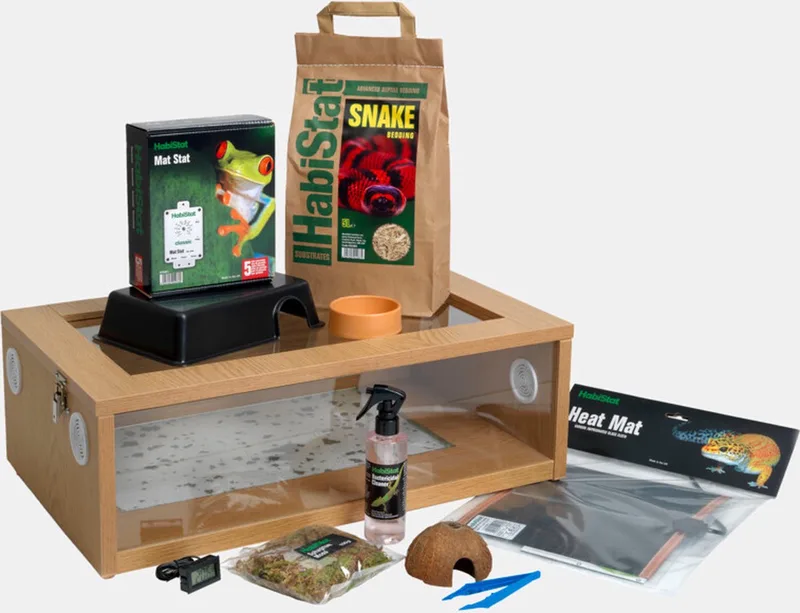Complete starterset voor jonge slangen met terrarium 61 x 38 x 30 cm de Habistat en Eik – photo produit