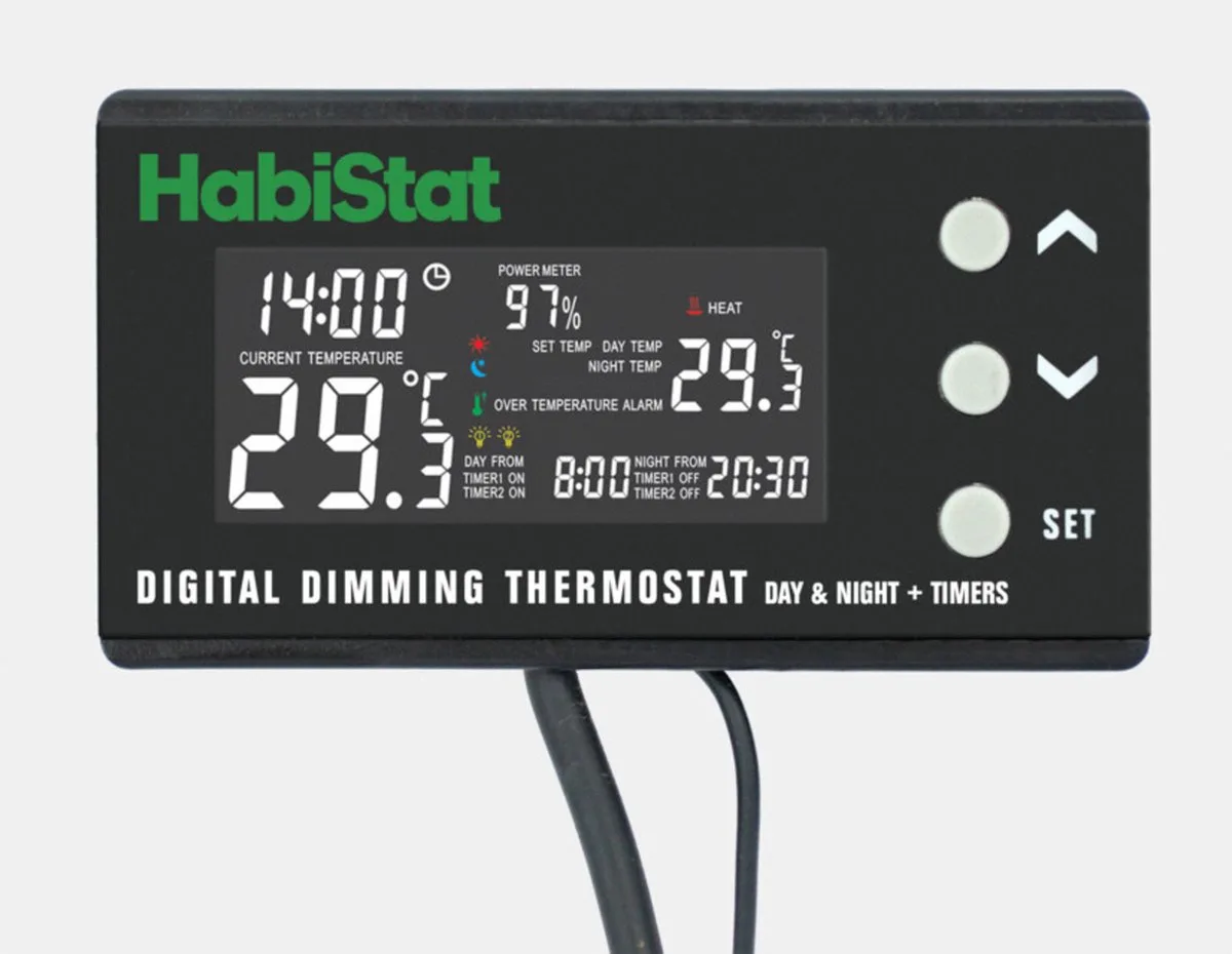 Digitale Dimmer Thermostaat - Terraium - 600 Watt Dag/Nacht Timer de Habistat en Color – photo produit