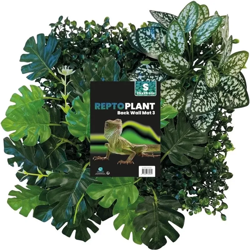 Repto Plant Achterwand Mat 3 25x25cm terrarium achterwand met kunstplanten en zuignappen by Habistat in Green – product photo