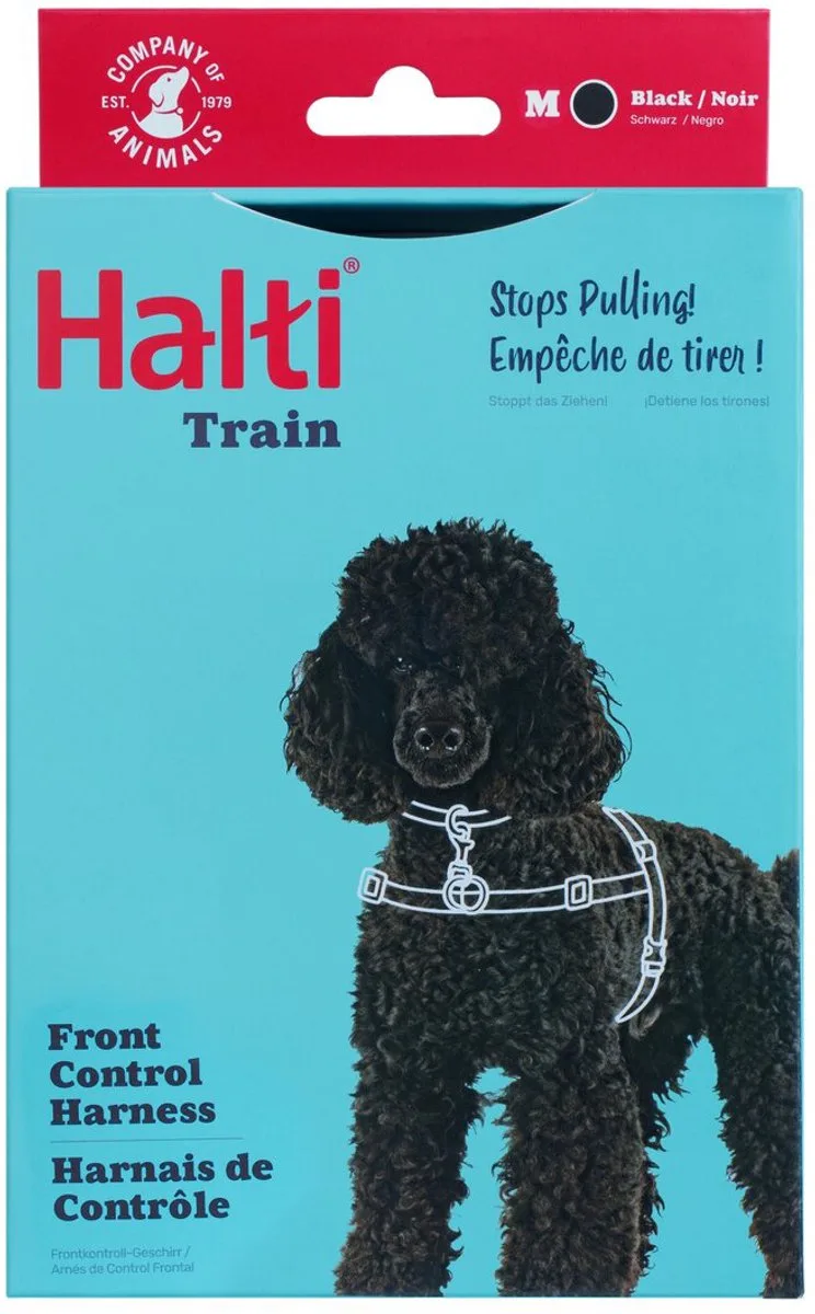 Harnas Front Control - Verstelbaar Neopreen Tuig M/58-86 cm - Hondenharnas met Veiligheidshaak von Halti in Schwarz – Produktfoto