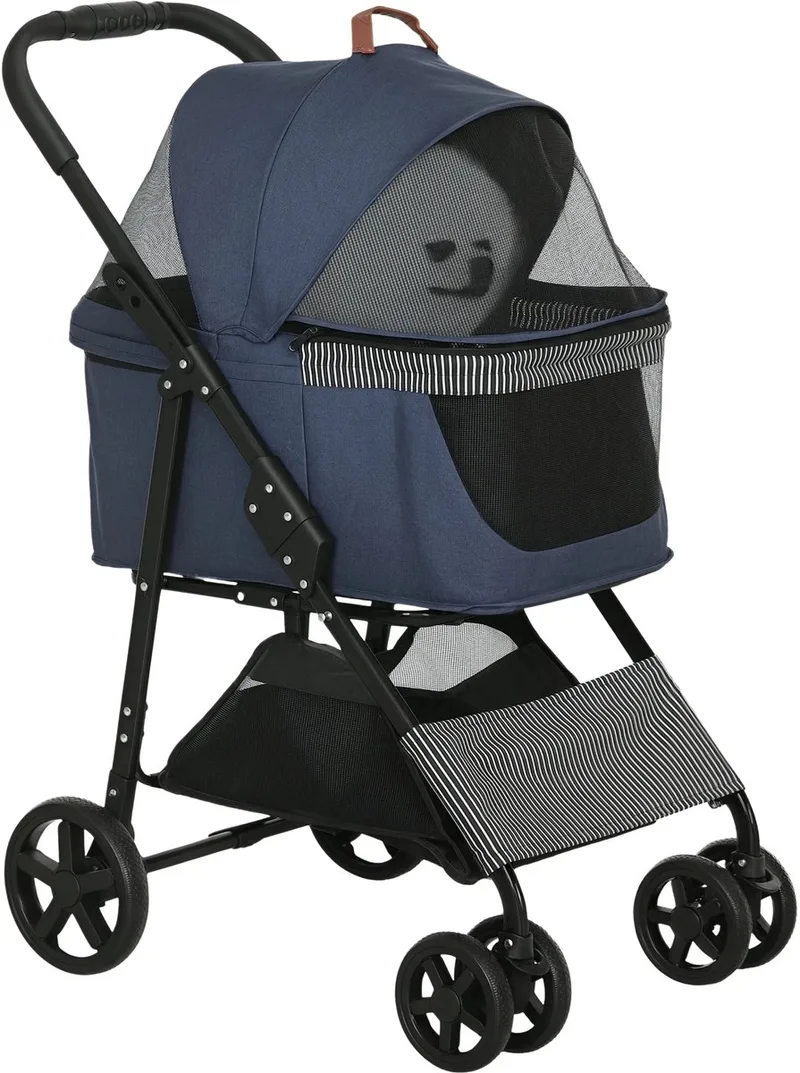 2-in-1 Hondenbuggy & Transporttas – Afneembare Wandelwagen voor Hond en Kat van Oxford Stof by Happiq in Dark blue – product photo