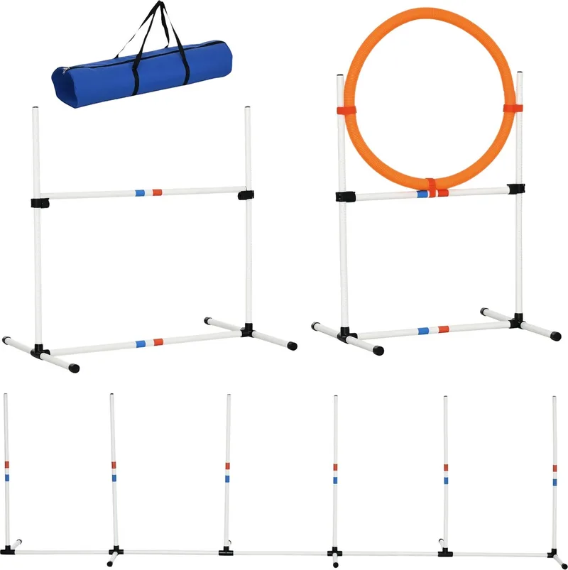 3-delige Honden Agility Set – Trainingsset voor Honden Inclusief Draagtas – Wit/Geel by Happiq – product photo