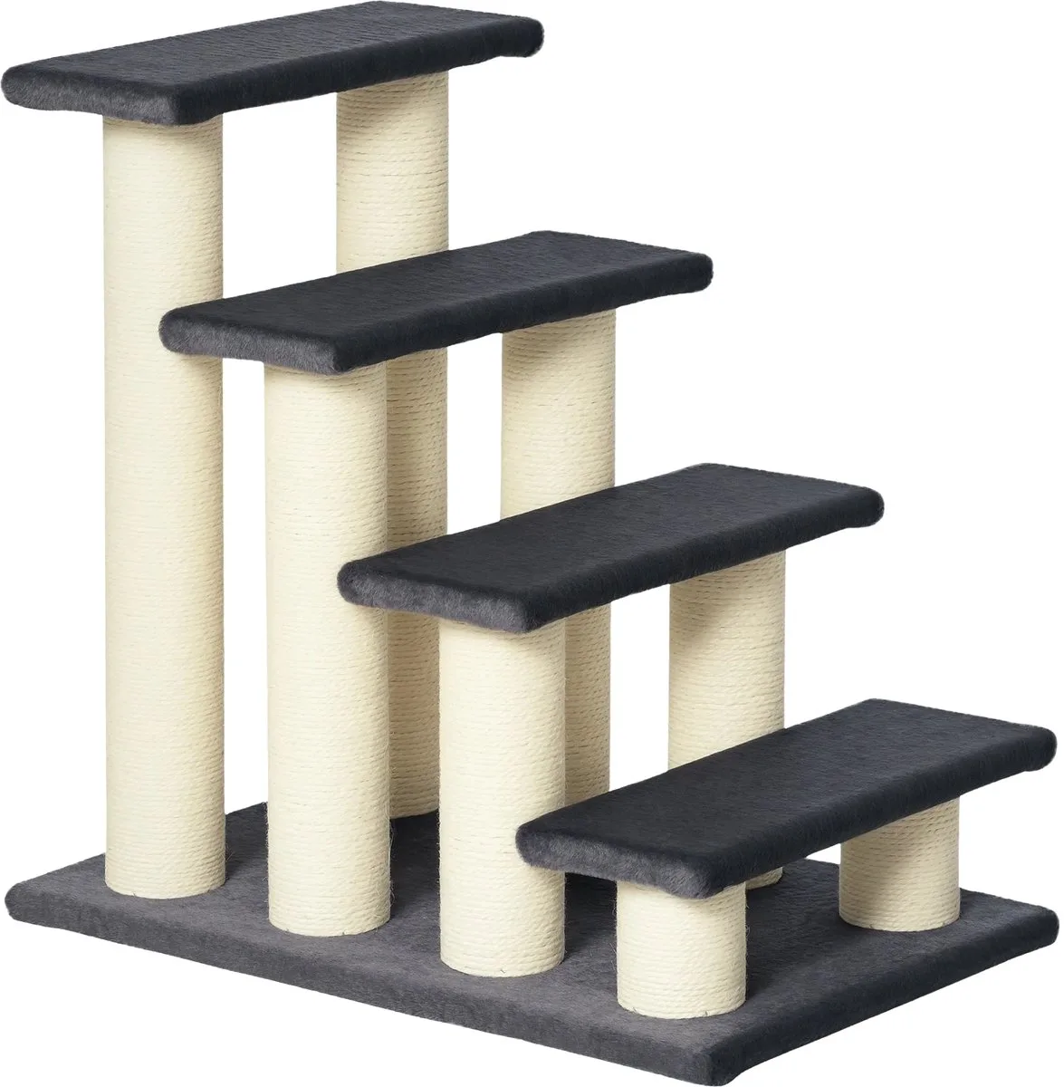 4-Traps Hondentrap 59 cm – Huisdieren Trap/Ramp voor Katten & Honden – Grijs van Happiq – productfoto