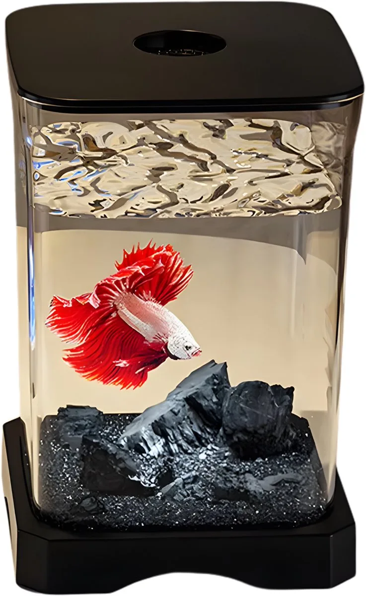 Acryl Aquarium Starterset met LED - Desktop Vissenkom by Happiq in Black – product photo