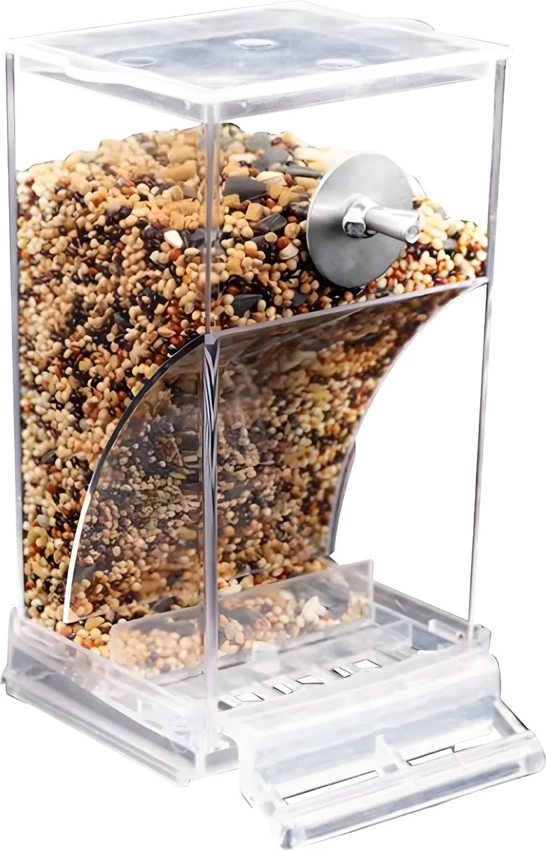 Automatische Vogelvoeder - Acryl Voederbak voor Parkieten & Kanaries - Anti-Mors & Spatwaterdicht van Happiq in Transparant – productfoto