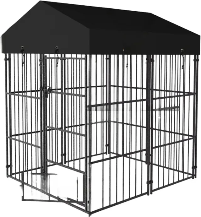 Grote Hondenkennel - Hondenbench - Hondenren - Voor Huisdieren - Gelaste Metalen - Met Dakbedekking - 165cm hoog