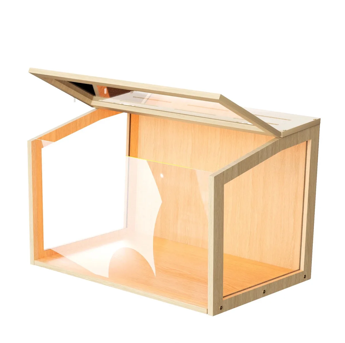 Hamsterkooi - Voor Kleine Dieren - Met Helder Gehard Glas - Hout från Happiq – produktbild