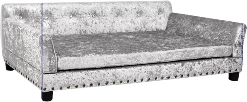 Hondenbank Princesso Fioren - 93cm - Hondenbed - Hondensofa op poten - Hondenzetel - Comfort en zacht - Afneembaar kussen - Zacht de Happiq en Gris – photo produit