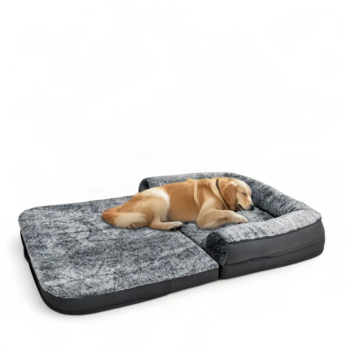 Hondenbed - Kalmerend en Orthopedisch - Pluche Hoes en Opvouwbaar - 180 cm Lang de Happiq – photo produit