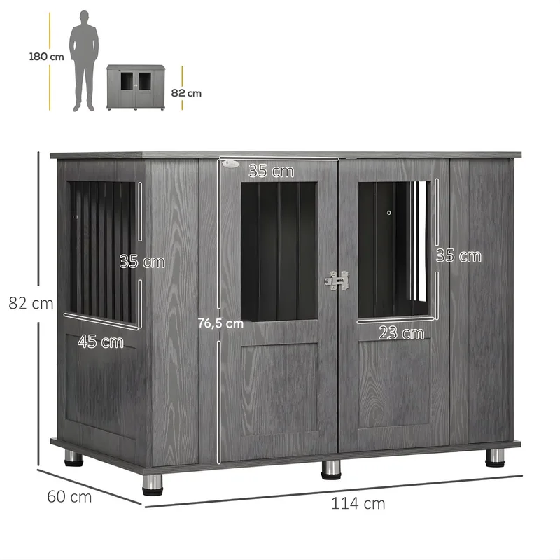 Hondenbench - Hondenkrat - Hondenkennel - Hondenhok - voor Thuis - Voor Extra Grote Honden - Op poten von Happiq in Grau – Produktfoto