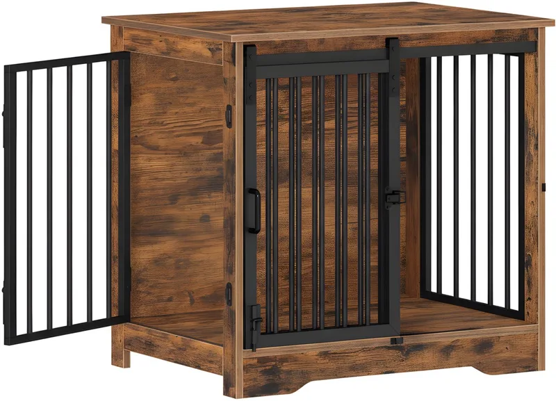 Hondenbench Meubel – Voor Binnen – 69 cm Hondenbox met 2 Deuren, Te Gebruiken als Bijzettafel – Vintage Bruin de Happiq – photo produit