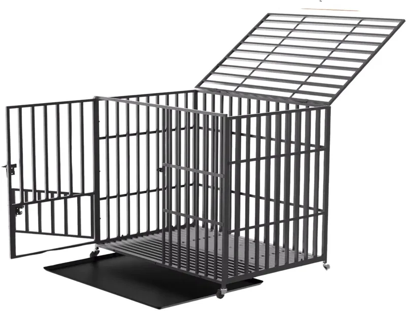 Hondenbench Titan - 107CM - Hondenhok - Metaal - Kennel - Op wielen by Happiq in Black – product photo