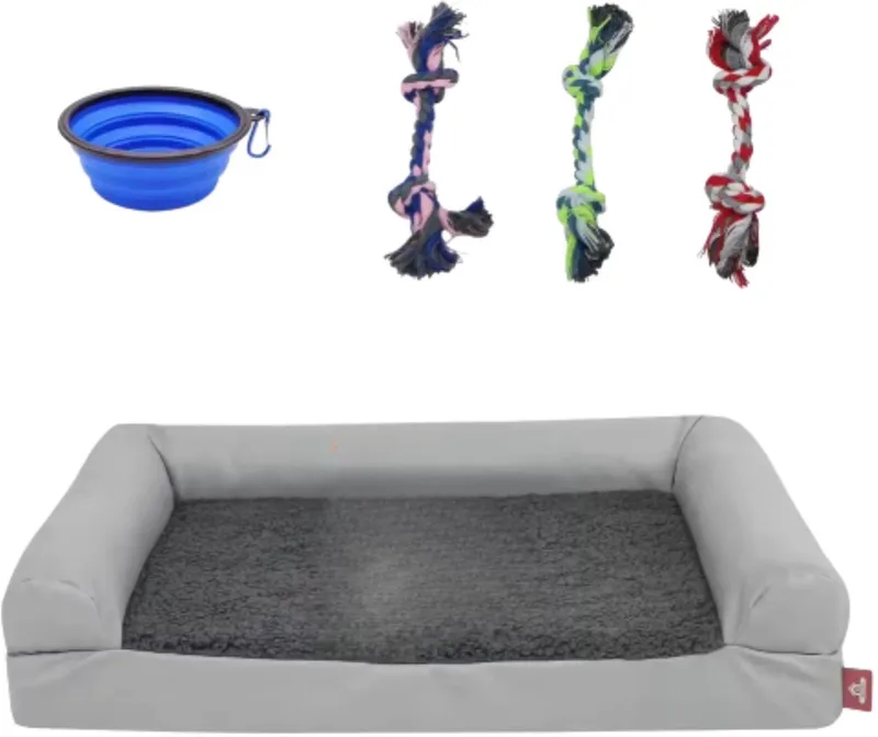 Hondenbench Valora - 76cm - Hondenbed - Hondensofa - Hondenzetel - Wasbaar - Ook voor katten by Happiq in Light grey – product photo