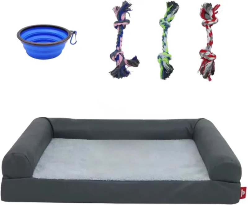 Hondenbench Valora - 91cm - Hondenbed - Hondensofa - Hondenzetel - Wasbaar - Ook voor katten von Happiq in Dunkelgrau – Produktfoto