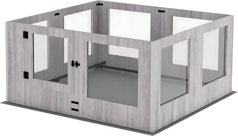 Hondenbench Vaylen - Gehard Glas Hond Puppy Box - Voor Huisdieren - Puppyren - Hondenren - Whelping Pen by Happiq in Light grey – product photo