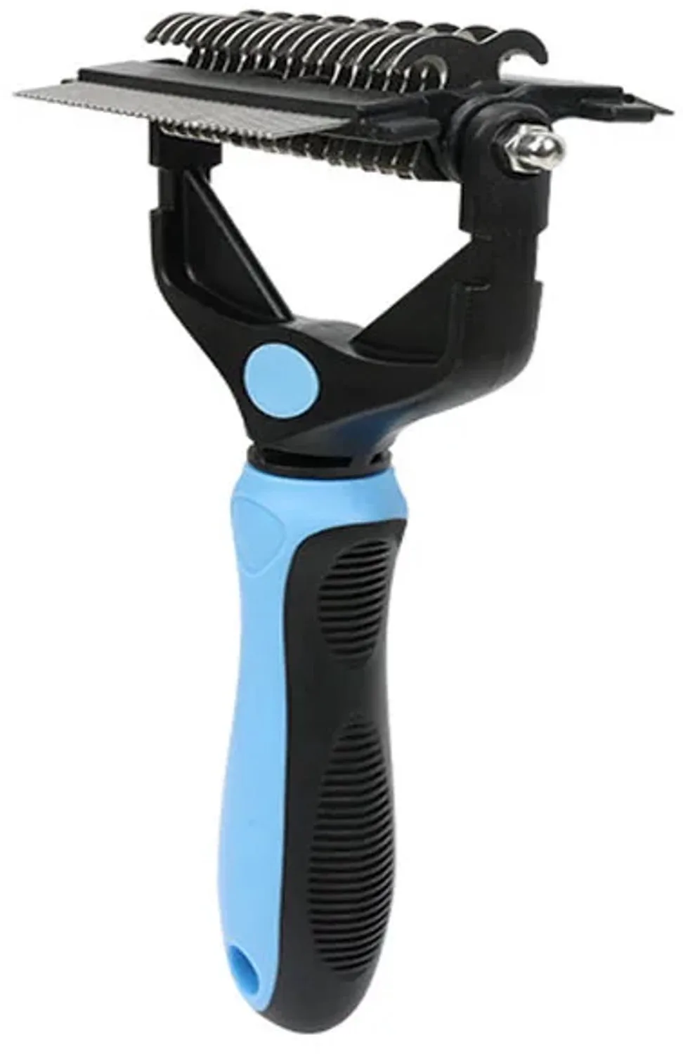 Hondenborstel 3-in-1 - Voor Verwijderen Losse Haren en Vachtontklitten - Blauw fra Happiq – produktbillede