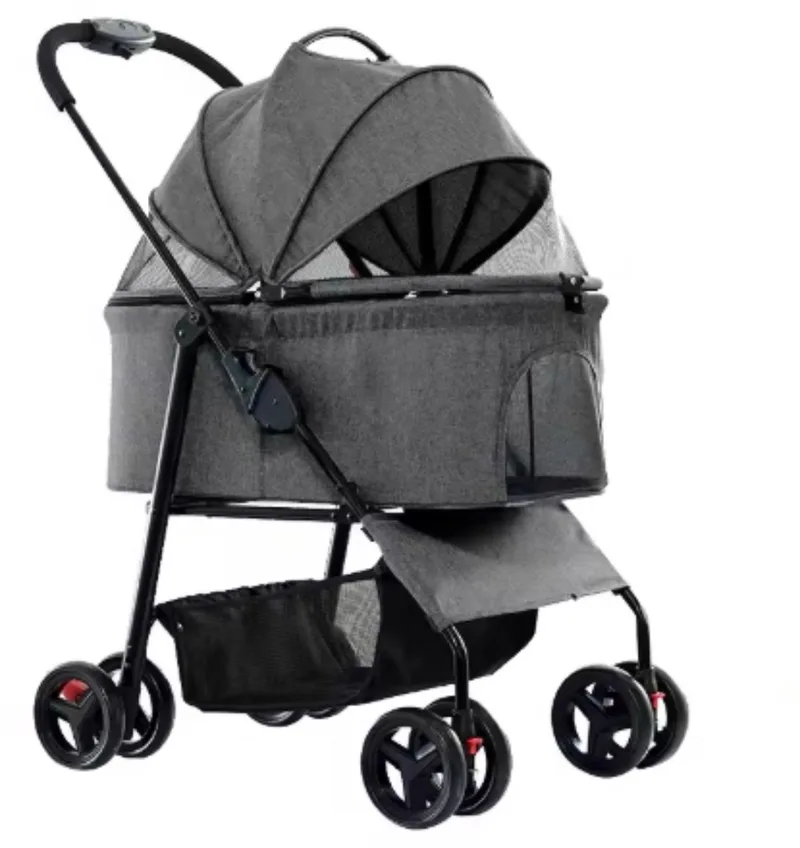 Hondenbuggy Fioren inklapbaar - All terrain - 30kg capaciteit - Ook voor katten - Comfort voor dieren von Happiq in Grau – Produktfoto