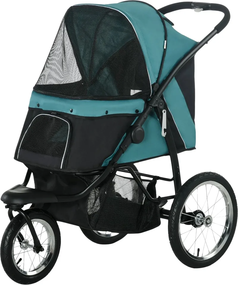Hondenbuggy – Opvouwbare Katten- en Hondenwagen met Reflectoren voor Kleine en Middelgrote Honden – Groen von Happiq – Produktfoto