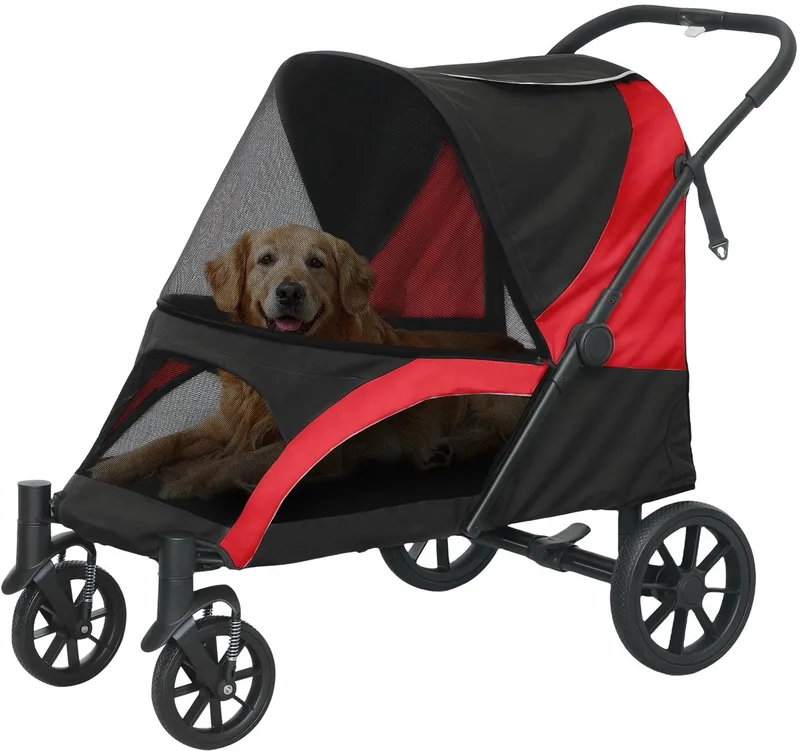 Hondenbuggy – Opvouwbare Wandelwagen voor Grote Honden & Katten tot 30 kg – Zwart by Happiq – product photo