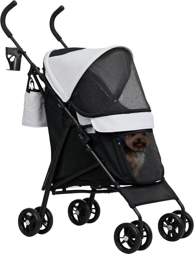 Hondenbuggy – Opvouwbare Wandelwagen voor Honden & Katten – Lichtgrijs fra Happiq – produktbillede