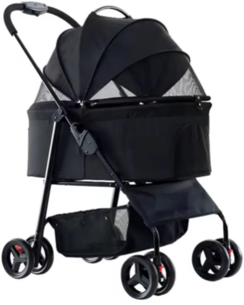 Hondenbuggy Tavien inklapbaar - All terrain - 30kg capaciteit - Ook voor katten - Comfort voor dieren von Happiq in Schwarz – Produktfoto