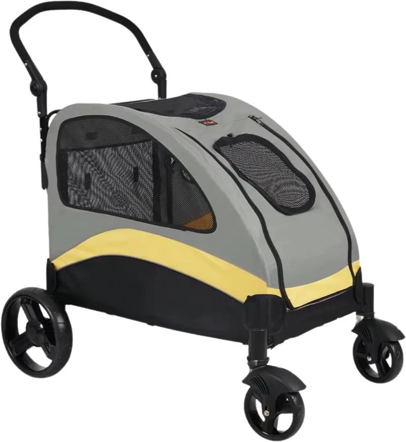 Hondenbuggy Vortex - Inklapbaar - Voor kleine honden - Tot 55KG - All terrain - Comfort by Happiq in Yellow – product photo