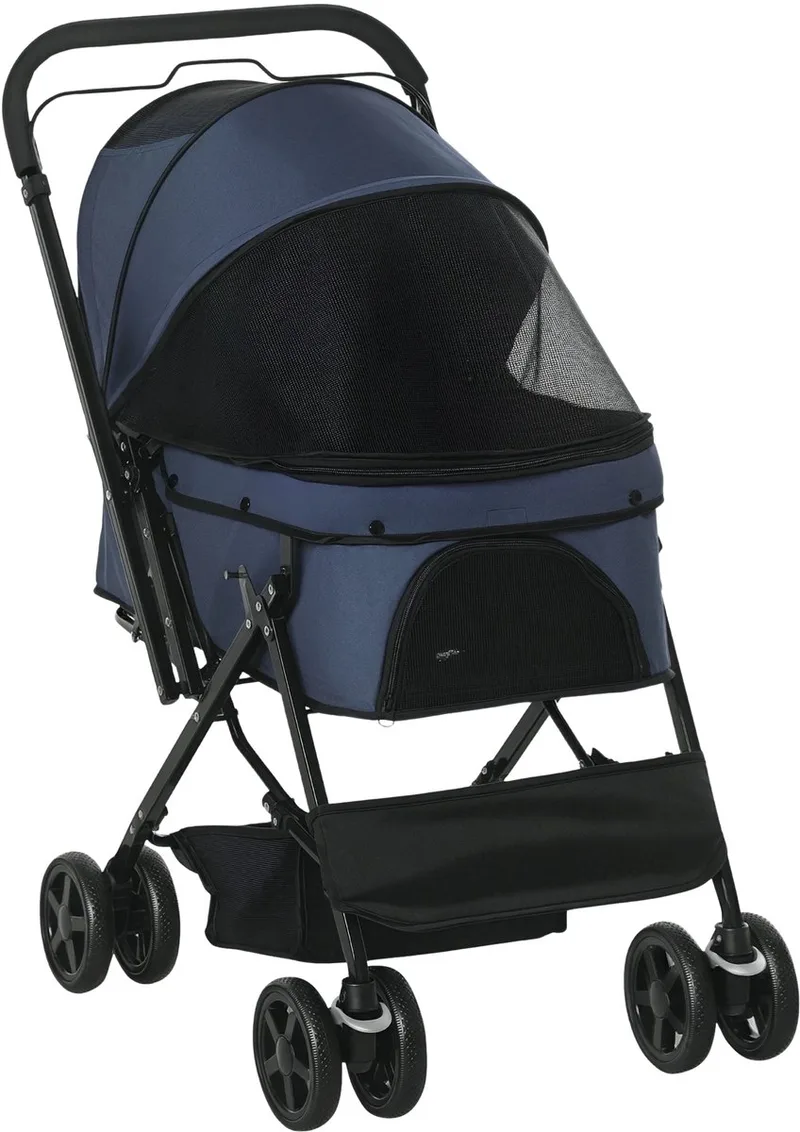 Hondenbuggy – Wandelwagen voor Kleine Honden & Katten van Oxford Stof – Blauw by Happiq – product photo