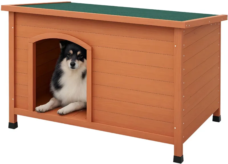 Hondenhok voor Grote Honden – Open Dak Hondenhuis met Afdekking von Happiq in Orange – Produktfoto