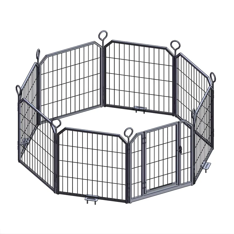Hondenren - Voor binnen- en buitengebruik - 8-panel draagbare opvouwbare oefenpen - Inclusief draagtas, puppy speeltuin voor huisdieren - zwart-80cm Height de Happiq en Noir – photo produit