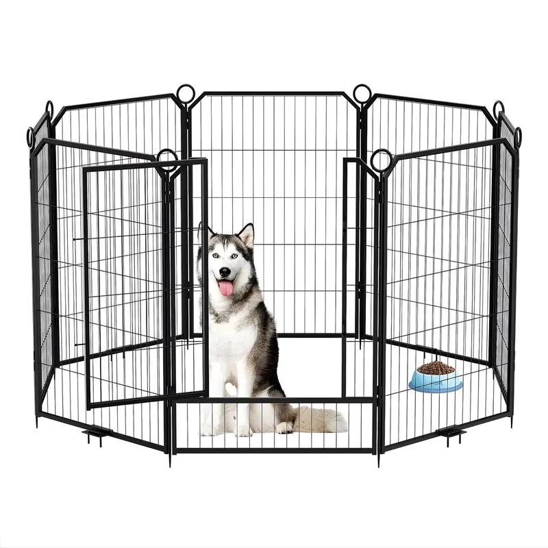 Hondenren - Voor binnen- en buitengebruik - 8-panel draagbare opvouwbare oefenpen - Inclusief draagtas, puppy speeltuin - zwart-100cm Height by Happiq in Black – product photo