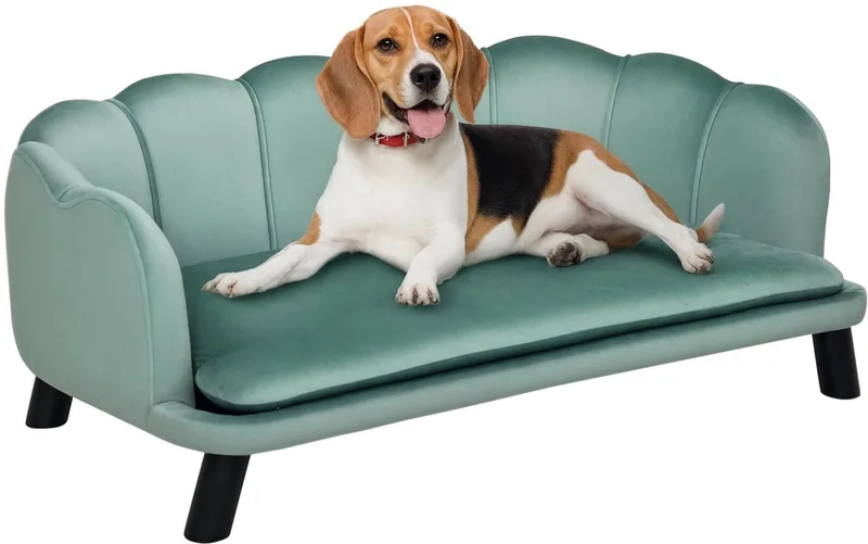 Hondensofa met Rugleuning – Zachte Huisdierenbank / Hondenbed by Happiq in Green – product photo
