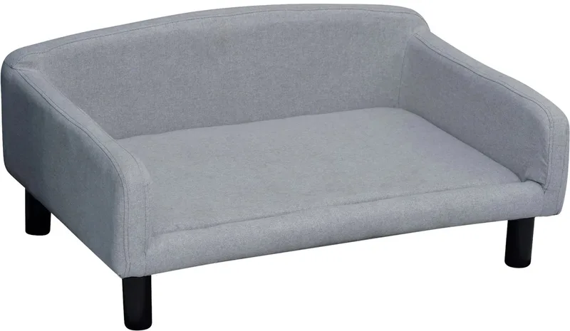 Hondensofa met Zachte Hoes – Hondenbed met Houten Poten 82x54x36 cm fra Happiq i Lysegrå – produktbillede
