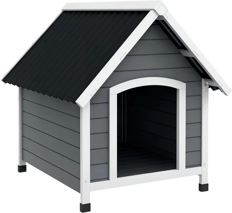 Houten Hondenhok – Dierenhuis met Asfaltdak – Grijs by Happiq – product photo