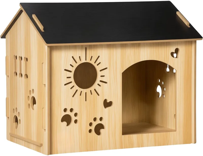 Houten Hondenhok voor Binnen – Hondenkennel met Ventilatieopeningen – Eiken de Happiq – photo produit