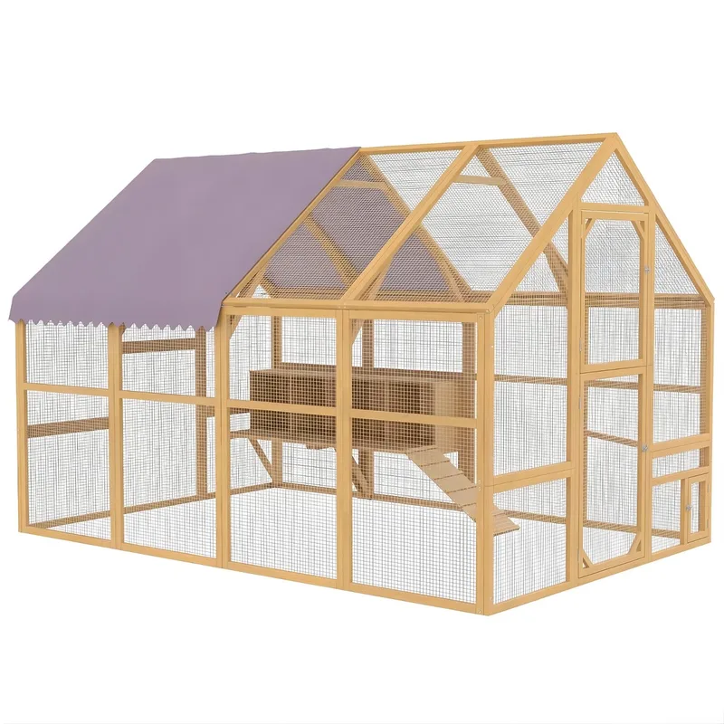 Houten Kippenhok met Legnest – Vrije Uitloop Kippenhok voor 8–12 Kippen – Ruime Ren en Nestbox de Happiq en Jaune – photo produit
