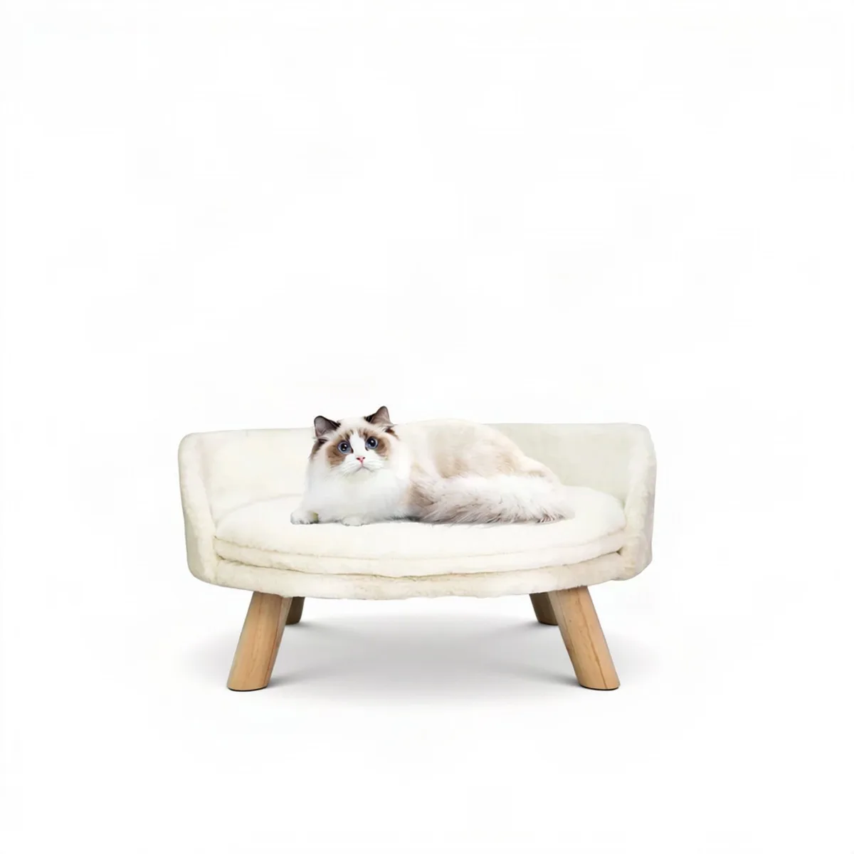 Huisdier Slaapbank - Voor Kat of Kleine Hond - Verhoogde Stoel met Verwijderbaar Kussen - 41.5cm by Happiq – product photo