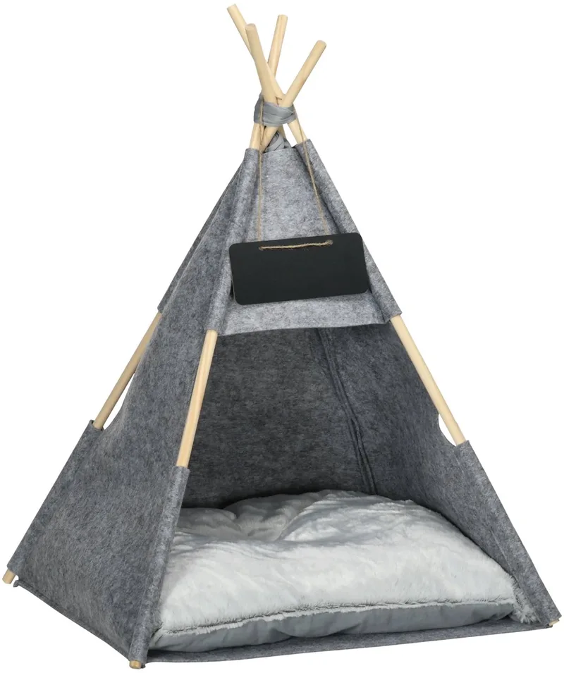 Huisdierentent voor Hond & Kat – Kattenhuis / Katten Cave met Zacht Pluche – Grijs de Happiq – photo produit