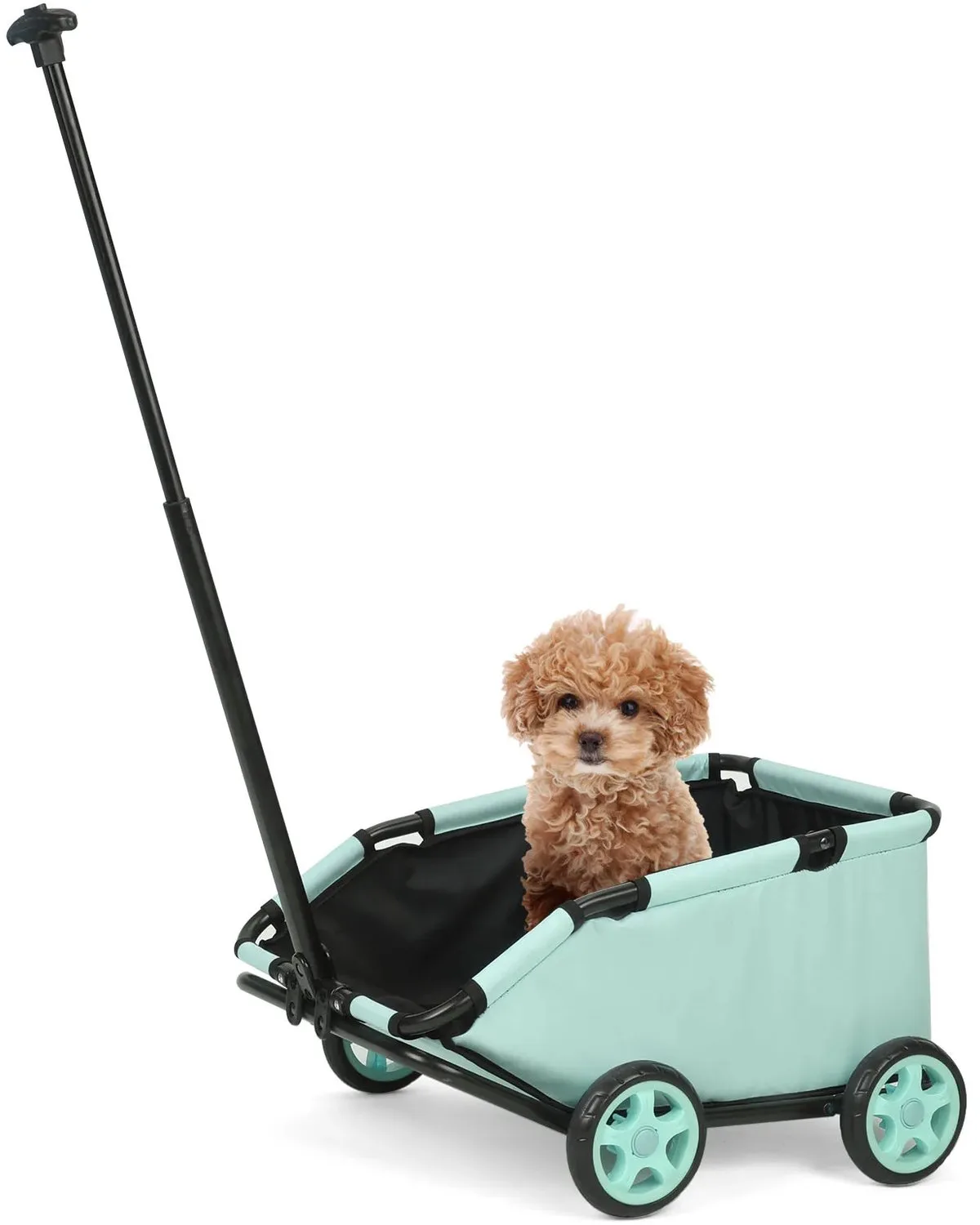 Huisdierwagen - Voor Kleine Katten en Honden - Lichtgewicht Opvouwbare Kinderwagen - 4 Wielen 360° Roterende Trolley de Happiq – photo produit