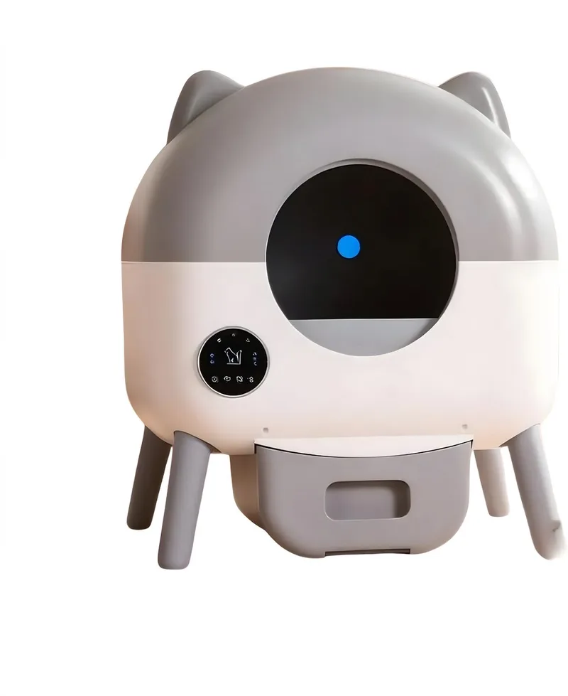 Katbak - Zelfreinigende Slimme Kattenbak 7,6L met App-besturing, Geurvrij en Inclusief Afvalzakken - voor meerdere katten - Lichtgrijs de Happiq – photo produit
