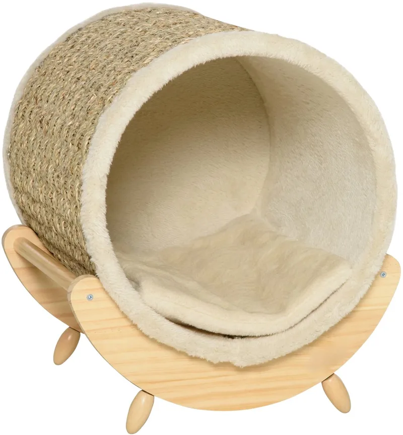 Katten Cave met Opbergplank – Kattenhuis / Kattenhut voor Binnen – Khaki by Happiq – product photo
