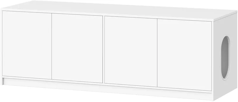 Kattenbak Kast – Voor 2 Katten – Verborgen Kattenbak Meubel met Push-to-Open Deuren en Ventilatiegaten – Minimalistisch von Happiq in Weiß – Produktfoto