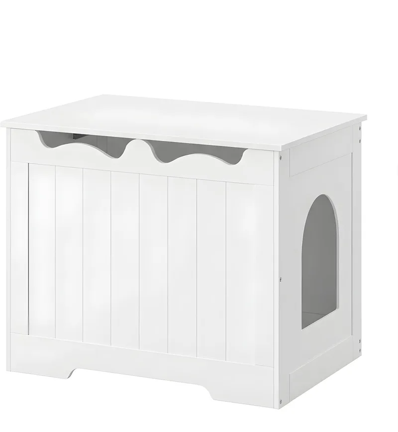Kattenbak Kast – Voor Binnenkatten – Top-Opening Verborgen Kattenbak Meubel, Indoor Kattenhuis met Opbergruimte by Happiq in White – product photo