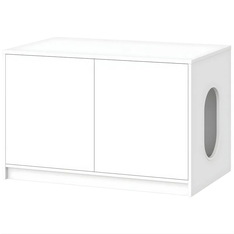 Kattenbak Kast – Voor Binnenkatten – Verborgen Kattenbak Meubel met Push-to-Open Deuren en Ventilatiegaten – Minimalistisch by Happiq in White – product photo