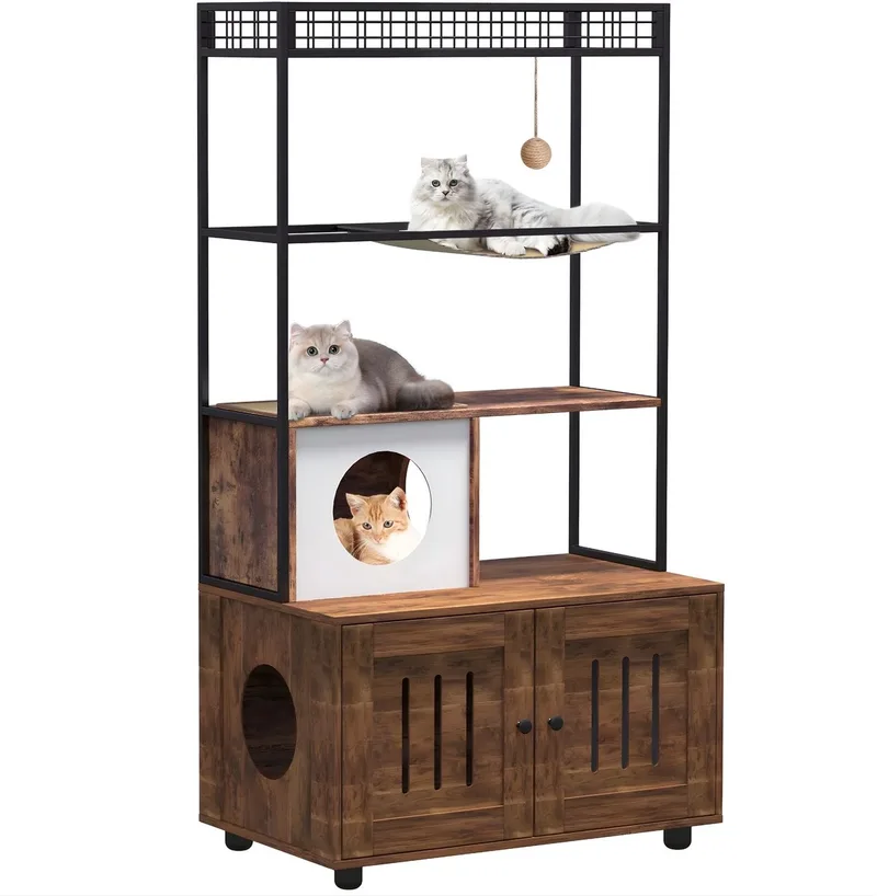 Kattenbak Meubel - voor katten en woonkamer - Grijs - voor Thuis en Professioneel Gebruik von Happiq in Braun – Produktfoto